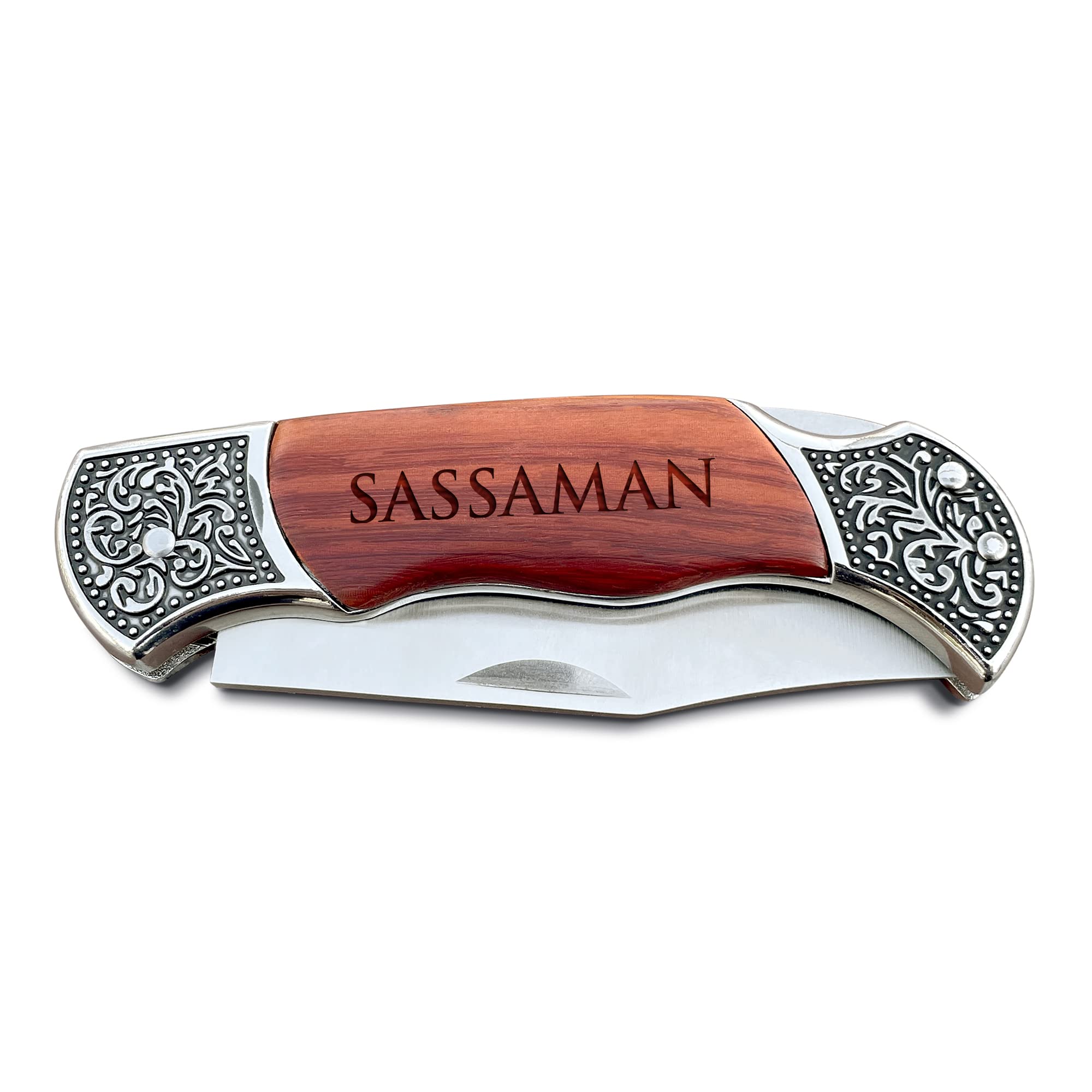 Customized Engraved Pocket Knife and Wood Box, Personalized Pocket Knife, Rose Wood Folding Pocket Knife, Folding Knife