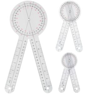 goniometer set 3 pieces of 6/8/12 inch occupational physical therapy protractor tool measurement angle ruler kit plastic 360 degree universal