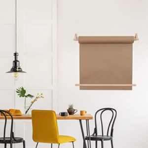 KEYAIIRA - Wall Mounted Paper Roll Holder studio kraft paper hanger w/leather straps note board dispenser, brown wallpaper pad butcher paper sign