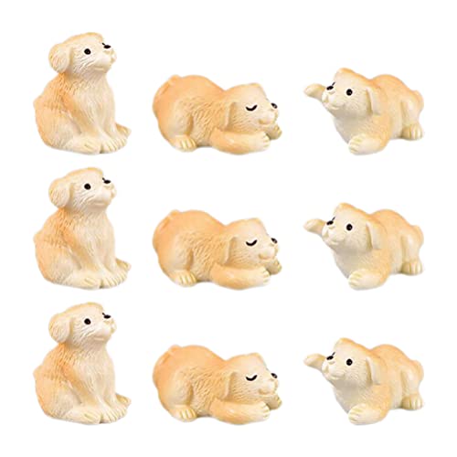 DOITOOL 9pcs Miniature Dog Figurines Resin Puppy Figure Cute Dog Cake Topper Cartoon Animal Statue Bonsai Figure Fairy Garden Ornament Accessories Car Dashboard Decoration Gift