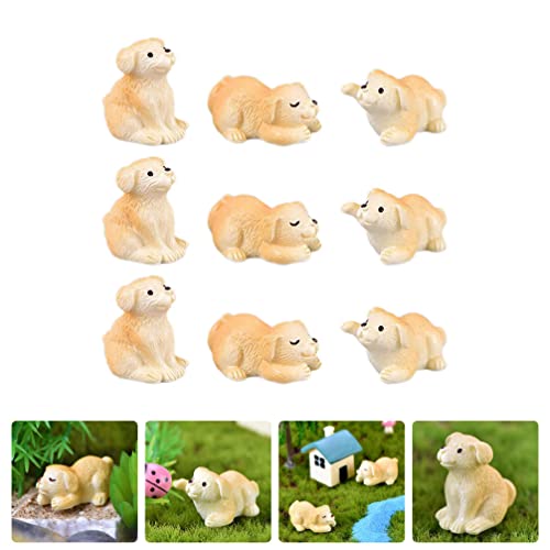 DOITOOL 9pcs Miniature Dog Figurines Resin Puppy Figure Cute Dog Cake Topper Cartoon Animal Statue Bonsai Figure Fairy Garden Ornament Accessories Car Dashboard Decoration Gift