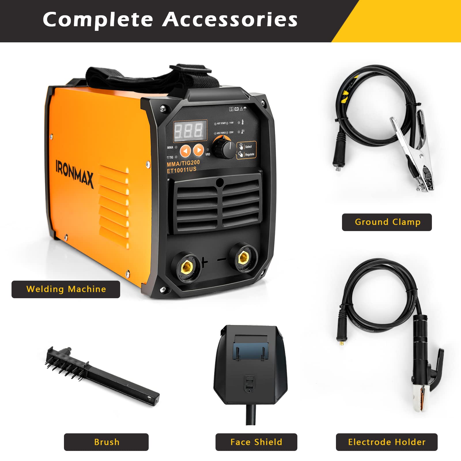 Goplus MMA/TIG 200 Stick Welder, 110V/220V Hot Start ARC Welding Machine, IGBT Digital Display LCD with Electrode Holder Face Shield