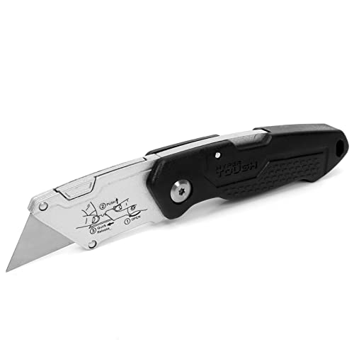 Hyper Tough FOLDING LOCK-BACK UTILITY KNIFE Quick-Change Blade DURABLE HANDLE