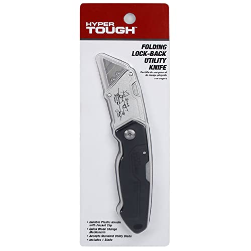 Hyper Tough FOLDING LOCK-BACK UTILITY KNIFE Quick-Change Blade DURABLE HANDLE