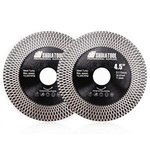 shdiatool 2pcs porcelain tile diamond saw blades diameter 4.5 inches x 7/8 inch for dry/wet cutting grinding ceramic marble artificial stone