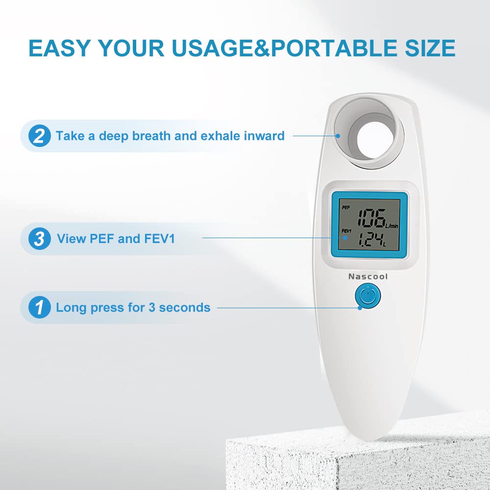 Digital Peak Flow Meter,Home Medical with Tracking Software-Accurate&Reliable Spirometer for Asthma COPD Adult Kids