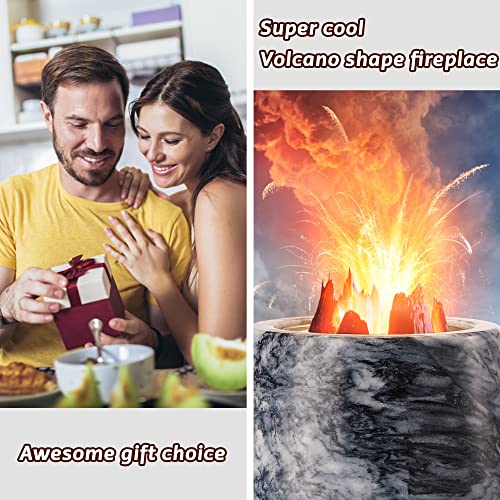 ORGXpert Tabletop Fire Pit Smokeless -The Original Marble Tabletop Fire Bowl, Mini Personal Portable Fireplace for Indoor & Garden, S’Mores Maker(Volcano Shape)