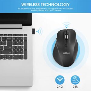 YABBOQ Portable Wireless Mouse for Laptop, PC, MacBook, Desktop, 2023 Version 2.4G Computer Optical/Ergonomic Mouse 6 Buttons, 800/1200/1600 DPI, with USB Receiver - Black