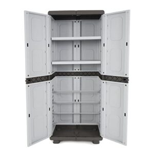 Homeplast Leto 55 lb. Capacity Indoor Outdoor Shoe Rack Storage Cabinet with 2 Moveable Shelves, Holds 20 Pairs, Gray/Anthracite