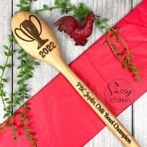 Chili Cook Off Trophy, Wooden Engraved Cooking Spoon, Personalized Cooking Competition Award Personalized, Chili Champion Prize, First Place Cooking Spoon (Round Spoon)