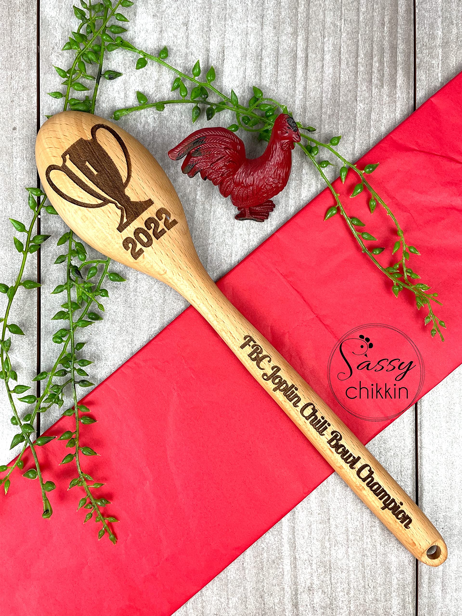 Chili Cook Off Trophy, Wooden Engraved Cooking Spoon, Personalized Cooking Competition Award Personalized, Chili Champion Prize, First Place Cooking Spoon (Round Spoon)