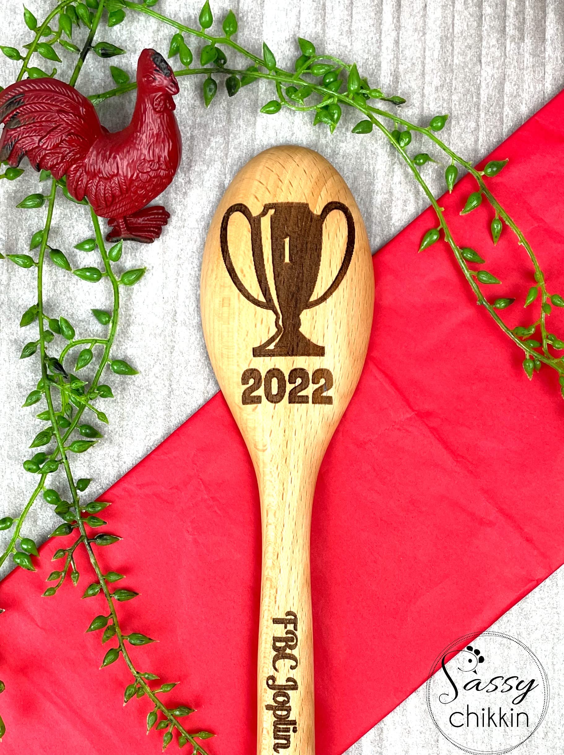 Chili Cook Off Trophy, Wooden Engraved Cooking Spoon, Personalized Cooking Competition Award Personalized, Chili Champion Prize, First Place Cooking Spoon (Round Spoon)