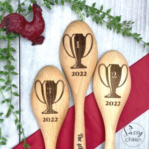 Chili Cook Off Trophy, Wooden Engraved Cooking Spoon, Personalized Cooking Competition Award Personalized, Chili Champion Prize, First Place Cooking Spoon (Round Spoon)