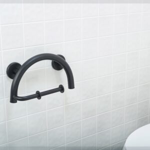 Grab Bar Toilet Paper Holder - ADA Bathroom Safety Handrail/304 Stainless Steel/Brushed/ 13" x 8"