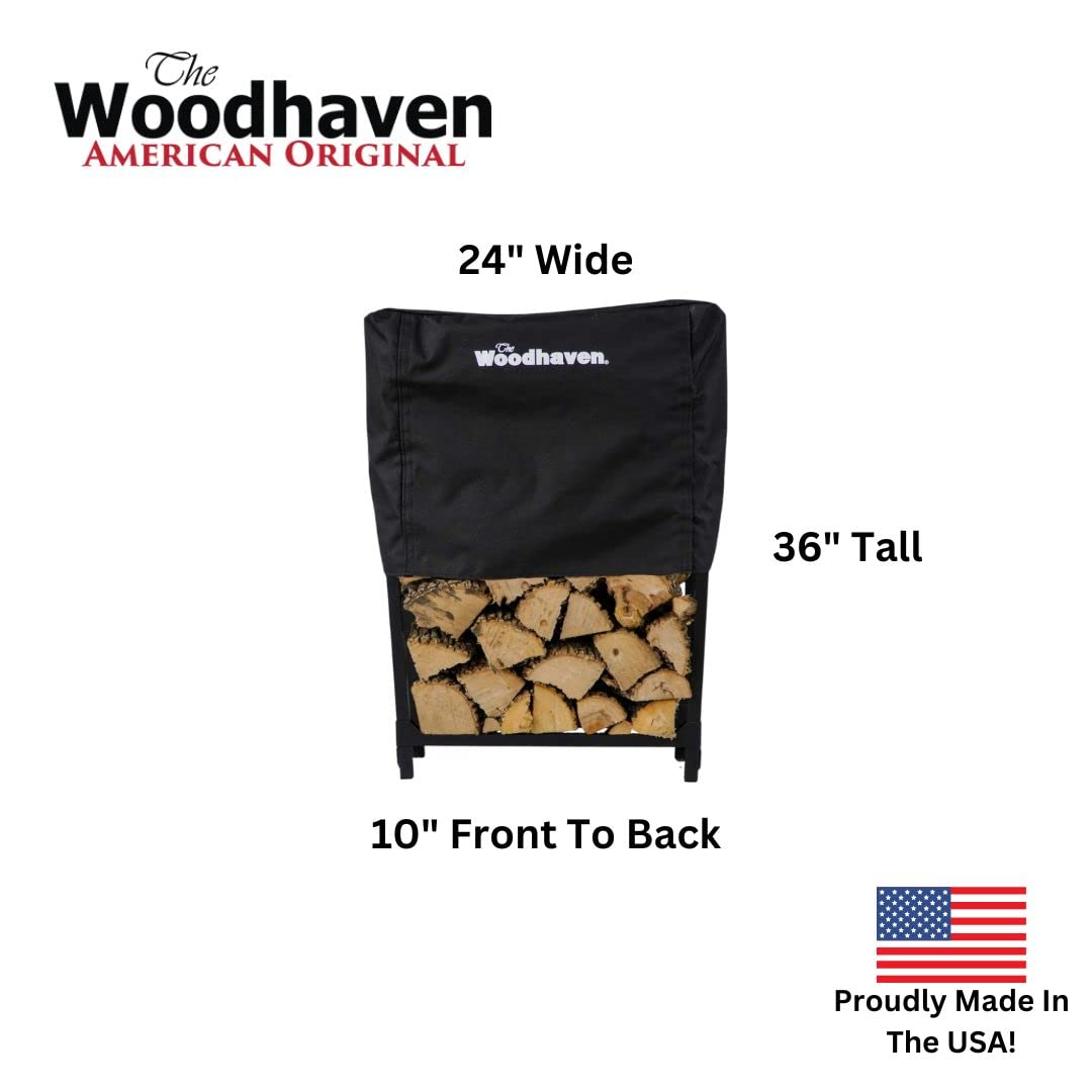 Woodhaven Tall Fireside Firewood Rack - Made In The USA - Indoor Hearth Log Storage - Optional Seasoning Cover - Perfect For BBQ - Fire Pits And Fireplace Storage - Portable Rack (Cover)