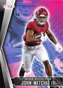 2022 sage hit draft low series #29 john metchie alabama crimson tide prospect football trading card in raw (nm or better) condition