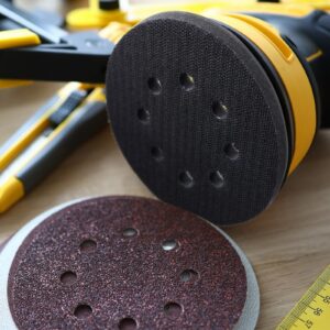 10 Pcs Soft Density Interface Pads 5 Inch 8 Holes Hook and Loop Sponge Cushion Buffer Backing Pad Foam Sanding Interface Pads for Orbital Sander Automotive Woodworking Polishing