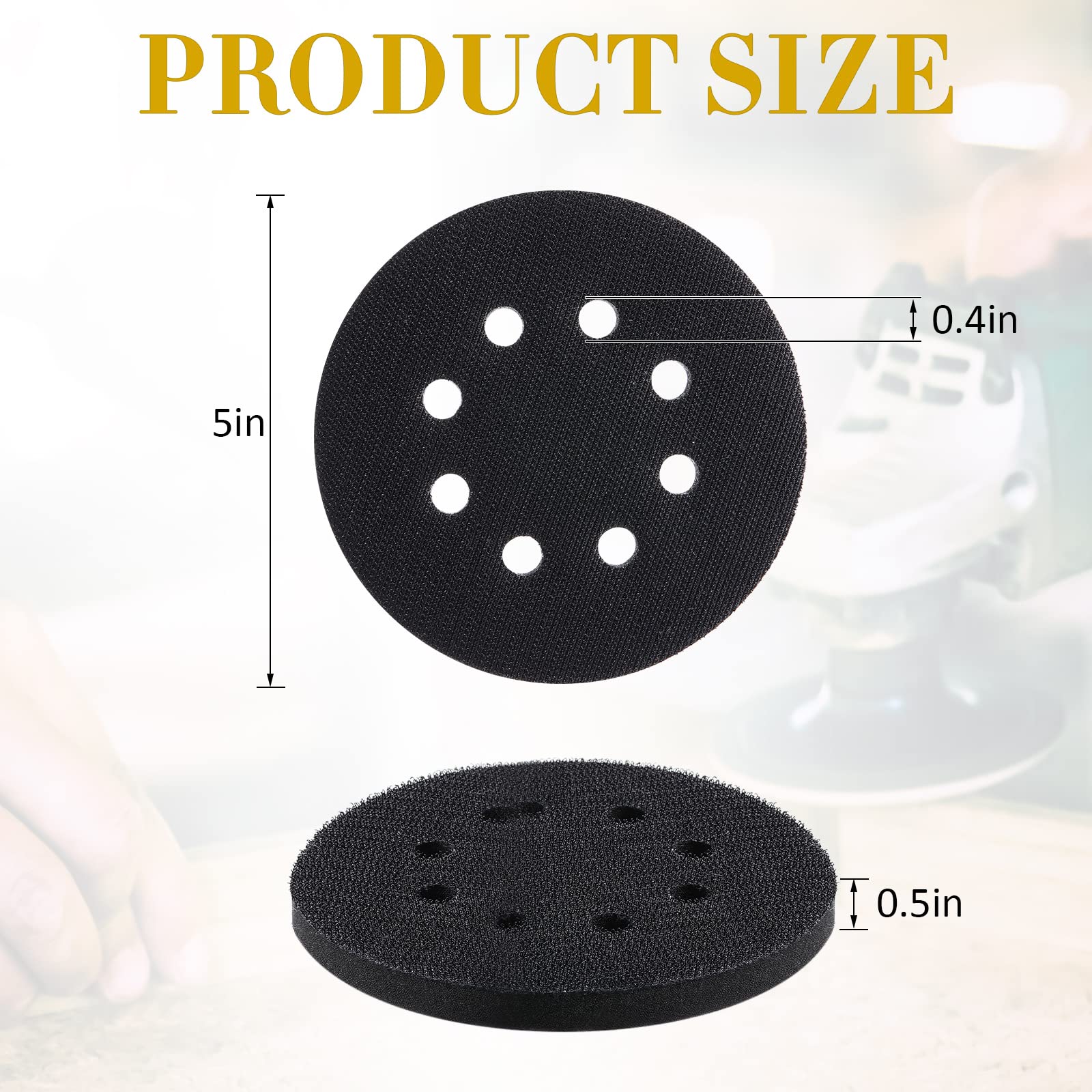 10 Pcs Soft Density Interface Pads 5 Inch 8 Holes Hook and Loop Sponge Cushion Buffer Backing Pad Foam Sanding Interface Pads for Orbital Sander Automotive Woodworking Polishing