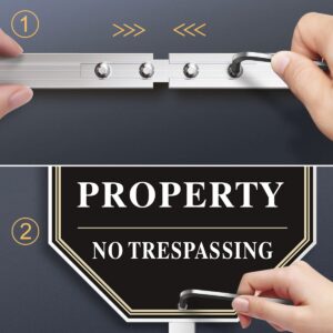 SWEETAPRIL No Trespassing Signs Private Property, All-Aluminum Yard signs, 10" x 10", 28" Metal Stakes Included