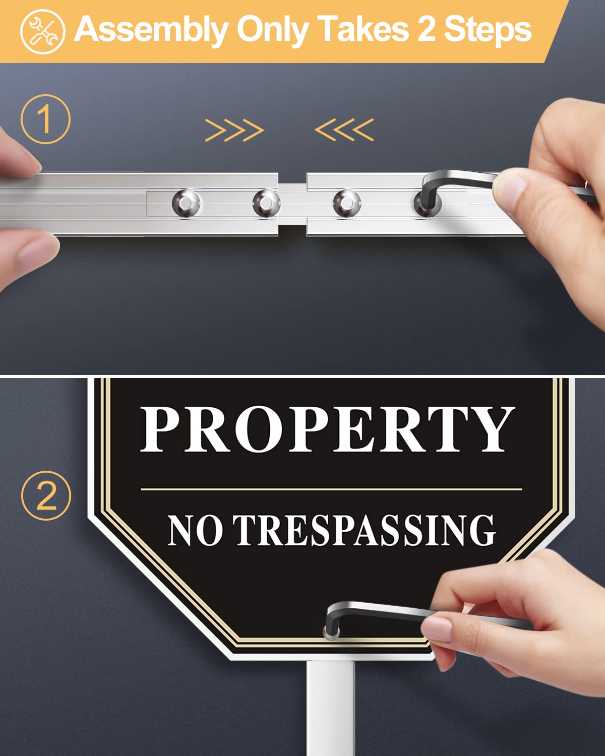 SWEETAPRIL No Trespassing Signs Private Property, All-Aluminum Yard signs, 10" x 10", 28" Metal Stakes Included