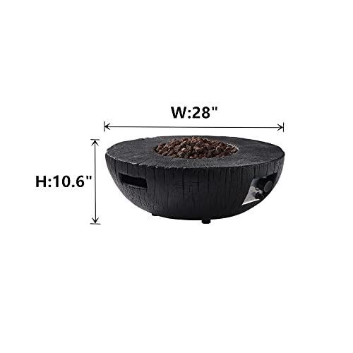 DESwan 28 in. 30000 BTU Round Outdoor Propane Gas Magnesium Oxide Fire Pit with Water Proof Cover and Lava Rock