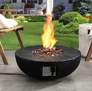 deswan 28 in. 30000 btu round outdoor propane gas magnesium oxide fire pit with water proof cover and lava rock