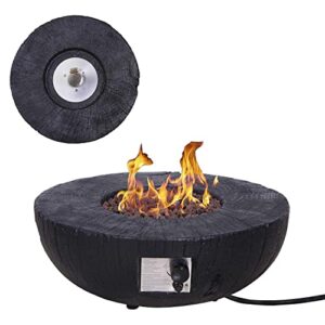 DESwan 28 in. 30000 BTU Round Outdoor Propane Gas Magnesium Oxide Fire Pit with Water Proof Cover and Lava Rock