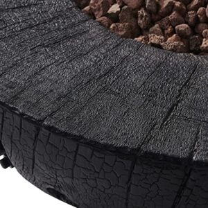 DESwan 28 in. 30000 BTU Round Outdoor Propane Gas Magnesium Oxide Fire Pit with Water Proof Cover and Lava Rock