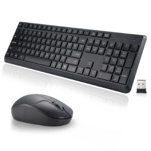2.4 ghz wireless keyboard and mouse combo, full-sized usb cordless mouse keyboard set silent for pc laptop computer desktop windows mac chromebook, numeric keypad & compact optical mouse (grey)