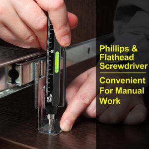 Valentines Day Gifts for Men Dad Him, 9 in 1 Multitool Pen Set with LED, Stylus, Level, Screwdriver, Flathead, Gadgets for Men Gifts for Dad, Birthday Gifts for Men, Him, Husband, Father, Black