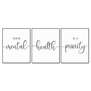 your mental health is a priority home wall decor therapy room decor therapist office wall art mental health art self care therapy wall art unframed (11x14 inch)