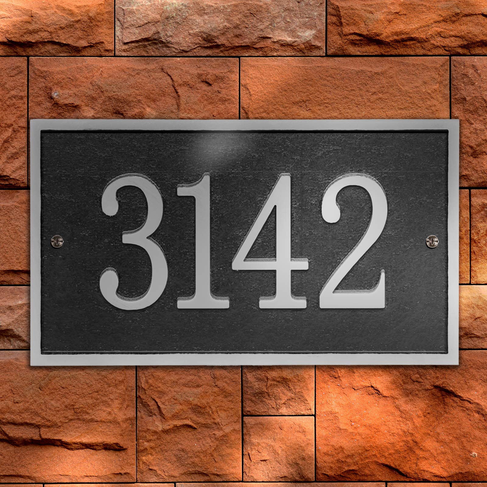 Handcrafted Address Plaque - House Sign Number Wall Plaque (11" x 6.3") Personalized House Sign for House, Apartment, Office, 911 Visibility Signage, Any Font (Silver)