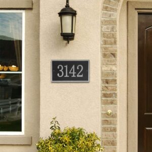 Handcrafted Address Plaque - House Sign Number Wall Plaque (11" x 6.3") Personalized House Sign for House, Apartment, Office, 911 Visibility Signage, Any Font (Silver)