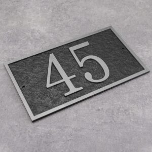 Handcrafted Address Plaque - House Sign Number Wall Plaque (11" x 6.3") Personalized House Sign for House, Apartment, Office, 911 Visibility Signage, Any Font (Silver)