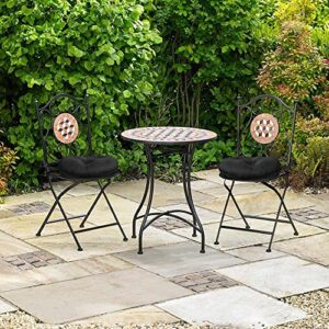 GUEGLSA Tufted Outdoor Bistro Chair Cushion, Waterproof Round Seat Cushion 15 inch, High UV Resistant Bistro Cushion for Patio Chair, (Black,1 Pcs)