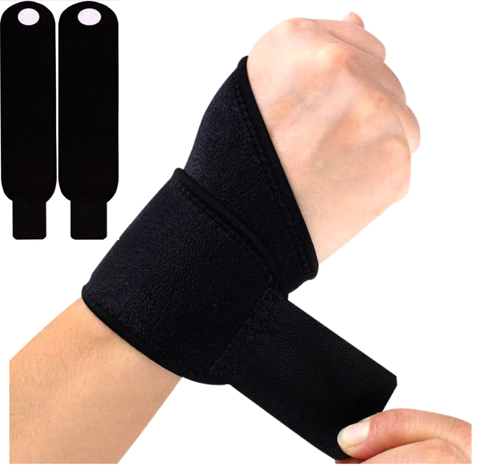 2 PCS Wrist Brace Sport-Adjustable Carpal Tunnel Hand Support Men Women Wrap Guard-Pain Relief WristBands Compression Strap Sleeve for Indoor Outdoor Gym Weightlifting Fitness Workout Yoga Day Night