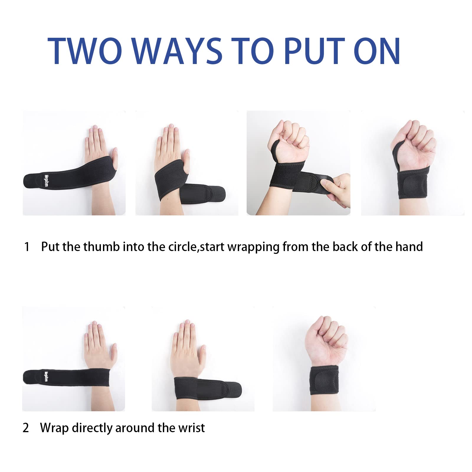 2 PCS Wrist Brace Sport-Adjustable Carpal Tunnel Hand Support Men Women Wrap Guard-Pain Relief WristBands Compression Strap Sleeve for Indoor Outdoor Gym Weightlifting Fitness Workout Yoga Day Night