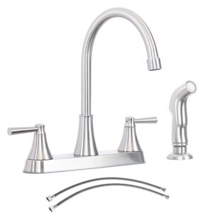 vsunhoo kitchen faucet with sprayer, brushed nickel stainless steel, 3-hole rv utility touch kitchen faucet with side sprayer, tdlkf29l