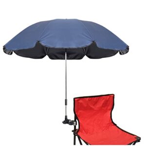 grandmei chair umbrella with universal clamp,46 inches upf 50+ clip on parasol for patio chair beach chairs wheelchairs golf carts (dark blue)