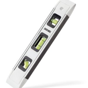 DOWELL Magnetic Torpedo Level Mini Bubble Level Box Spirit Level Alloy Frame 180/90/45 Degree 9-Inch (1, White)