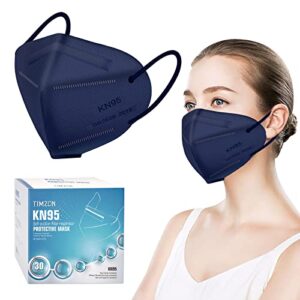 kn95 face mask 30 pcs timzon 5-ply face mask kn95 cup dust safety masks breathable masks for men & women (dark blue)