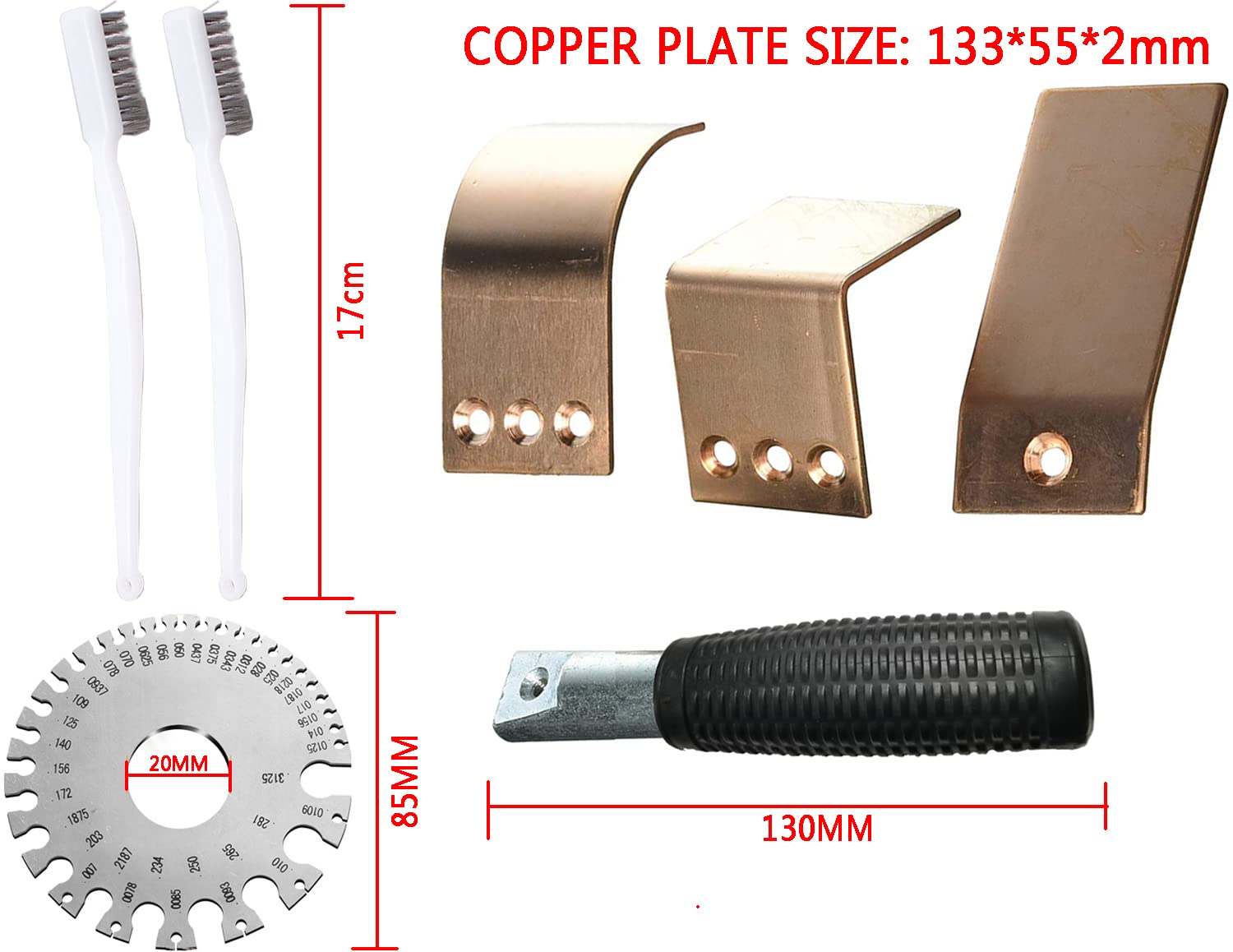 Copper Spoon Welder Tools MIG Welding Accessories Copper Plate Welding Tools Welding Supplies And Accessories And Tools with 3 Plate Set, Flat/Curved/Angle Copper Paddle Backer