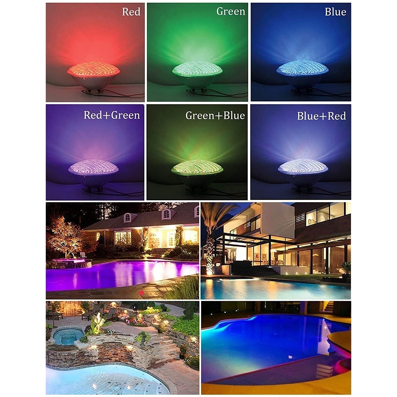 LED Pool Lamp, Par56 Recessed Underwater Lighting, Stainless Steel Surface 12V Waterproof IP68 for Above and Below Ground Swimming Pool (Color : RGB+Remote Control, Size : 54W)