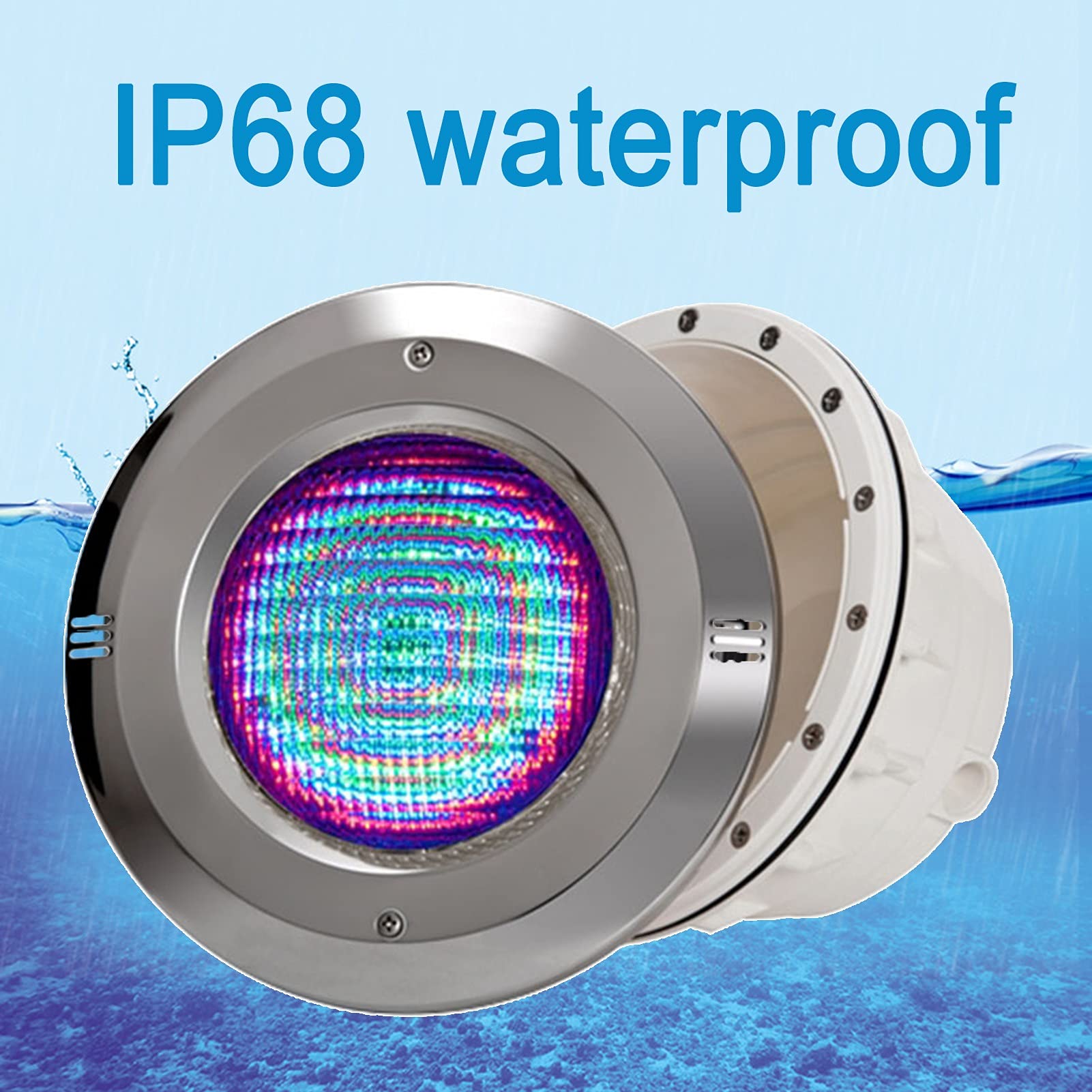 LED Pool Lamp, Par56 Recessed Underwater Lighting, Stainless Steel Surface 12V Waterproof IP68 for Above and Below Ground Swimming Pool (Color : RGB+Remote Control, Size : 54W)