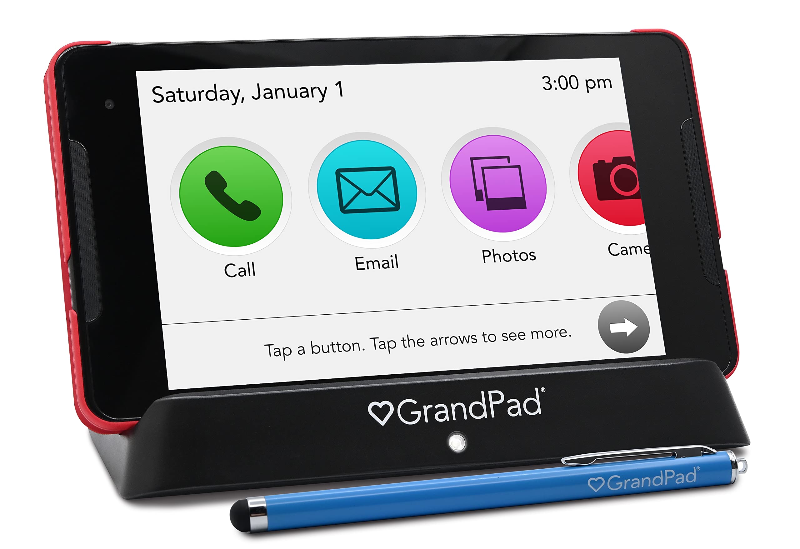 GrandPad Senior Tablet with Phone Capabilities, 4G LTE, Wireless Charger, Stylus, - 1 Month Premium Service Plan Included, Purchase a Plan at Activation