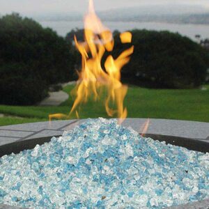 Ciays Propane Fire Pits 32 Inch Outdoor Gas Fire Pit + Hiland RGLASS-BB Pit Fire Glass in Bahama Blend