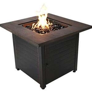 Endless Summer, The Spencer, Square 30" Outdoor Propane Fire Pit, Includes Black Fire Glass, Table Insert, & Protective Cover