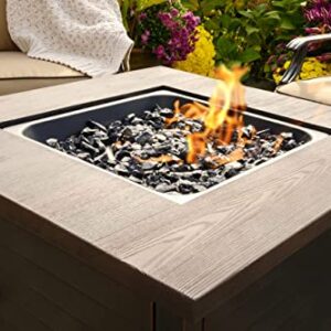 Endless Summer, The Spencer, Square 30" Outdoor Propane Fire Pit, Includes Black Fire Glass, Table Insert, & Protective Cover