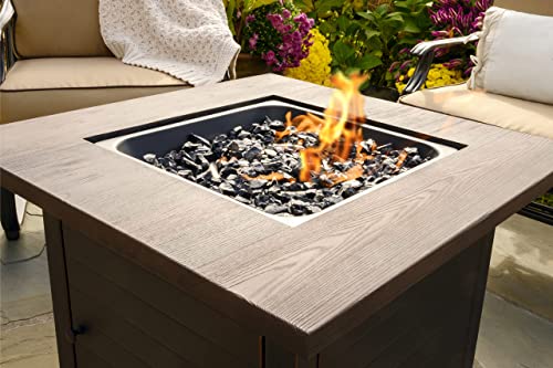 Endless Summer, The Spencer, Square 30" Outdoor Propane Fire Pit, Includes Black Fire Glass, Table Insert, & Protective Cover