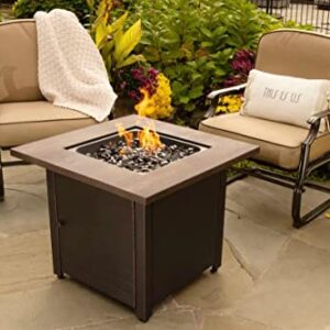 Endless Summer, The Spencer, Square 30" Outdoor Propane Fire Pit, Includes Black Fire Glass, Table Insert, & Protective Cover